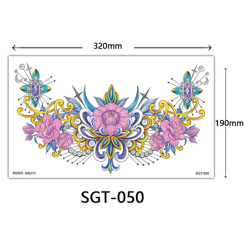 Flower Chest Tattoo Sticker, Chest Tattoo Sticker, Color Half Nail Large Picture Tattoo Sticker