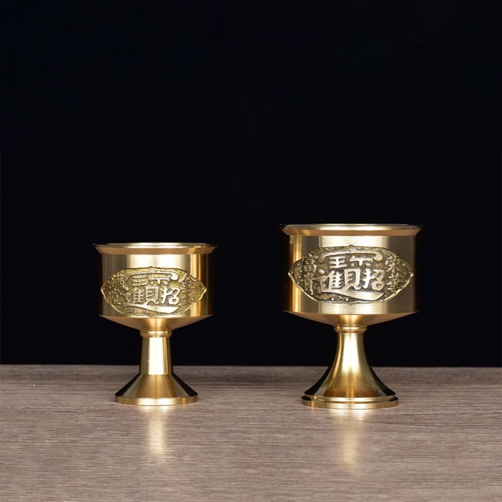 Not Fade Brass Offering Cups Pure Copper High Legs Wine Cup Copper God's Cup  Offering Supplie
