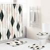 Retro Geometric Bathroom Four-Piece Waterproof Shower Curtain Bedroom Non-Slip Carpet Floor Mat Door Mat
