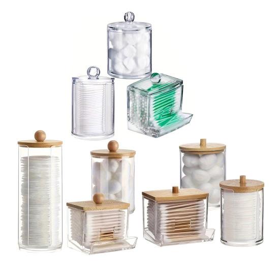 3 ks Úložný box Průhledný Dávkovač na vatové tampony a tyčinky Velká kapacita Prachotěsná Víceúčelová Úložná nádoba Dóza