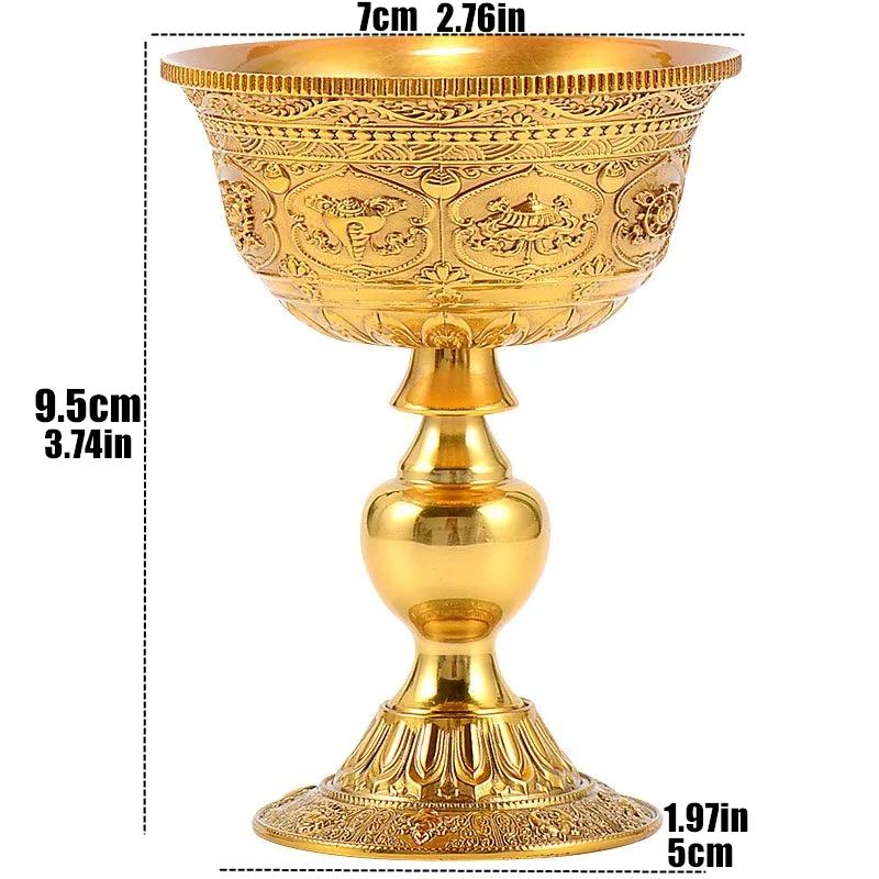 Embossed Brass Candle Cup Romantic Flower Gold Candlestick Buddhist Lamp Holder Wedding Dinner Home Collection Table Decoration