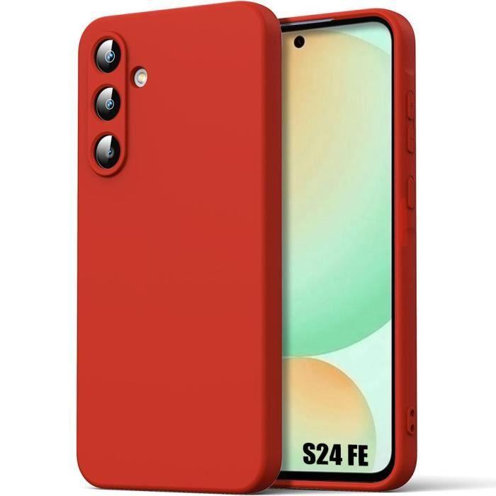 Coque pour Samsung Galaxy S24 FE (pas pour S24) - Protection Silicone Liquide Doux Anti-Rayures Rouge