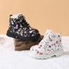 New Winter Children Snow Boots Leather Flower Warm Plush Toddler Kids Shoes Non-slip Fashion Girls Boots EU 23-31