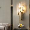 Postmodern Crystal Luxury Living Room Gold Wall Lamp Simple Bedroom Background High-end LED Indoor Lighting Fixtures Sconce