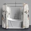 180x180cm bathroom waterproof polyester shower curtain, mold resistant, perforated with hooks, beige surface, retro print