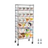7-Tier Rolling Bin Storage Rack, 24 Small Bins, Bin Rack Storage Steel Wire Shelving System with Wheels, Mobile Tool Organizer for Garage