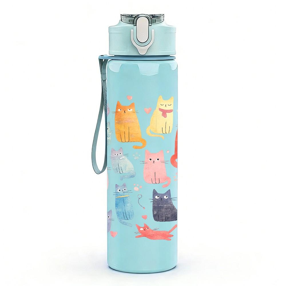 1PC Clothes Dress Doodle Sketch Print 750ml Color Plastic Sports Water Bottle Leakproof Flip Straw Lid Suitable for Sports Office Home Use