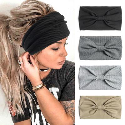 Herbst und Winter Weite Version Großes Elastisches Yoga Sport Stirnband Verdicktes Frühling und Herbst Einfarbig Gestricktes Geripptes Stirnband Damen
