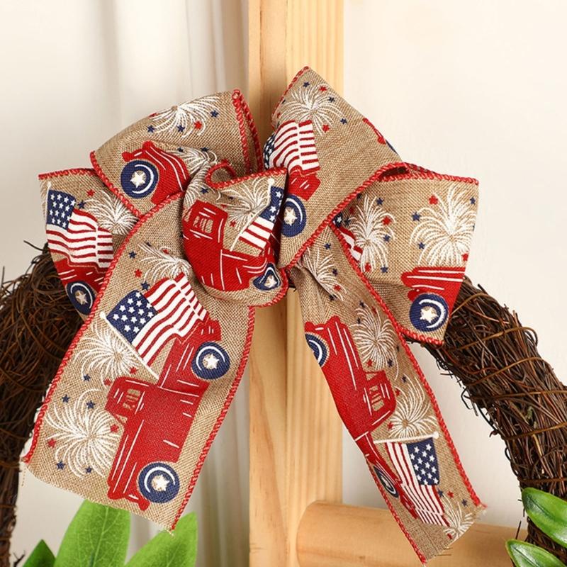 Artificial Flower Wreath for Front Door Garden, Patriotic Wreath