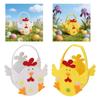 Felt Chicken Easter Basket Empty Organizer Candy Egg Bucket with Handle for Children Holiday Festival Toy Storage