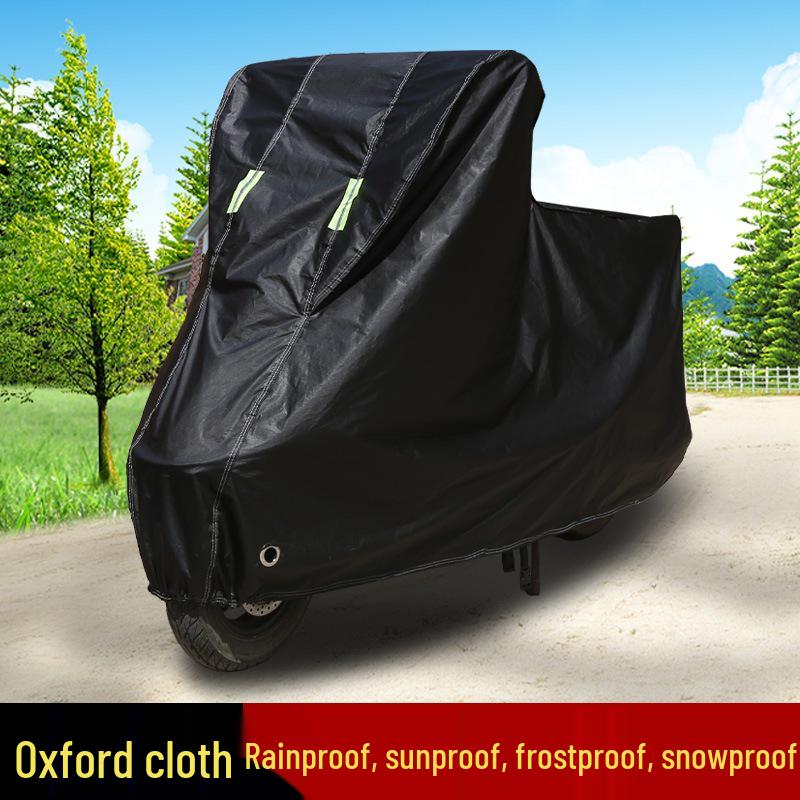 Benelli TRK552/X Motorcycle Rainproof Sunscreen Cover - Thickened Oxford Cloth TRK552X with Tailbox Thickened Black with Towel 3xl