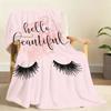 Ins Style Beauty Makeup Eyelash Peach Skin Blanket Soft Throw Blanket for Home Bedroom Bed Sofa Picnic Travel Office BlanketGift
