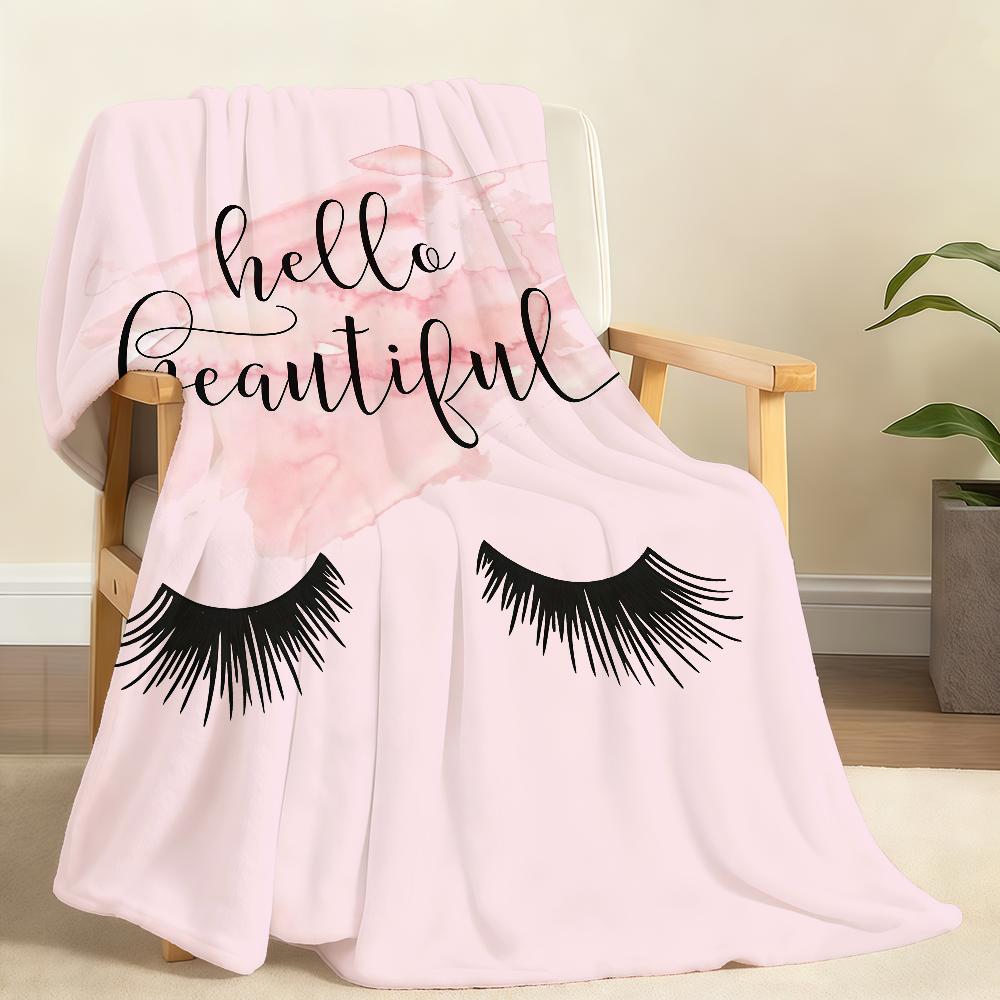 

Ins Style Beauty Makeup Eyelash Peach Skin Blanket Soft Throw Blanket for Home Bedroom Bed Sofa Picnic Travel Office BlanketGift 100x150cm