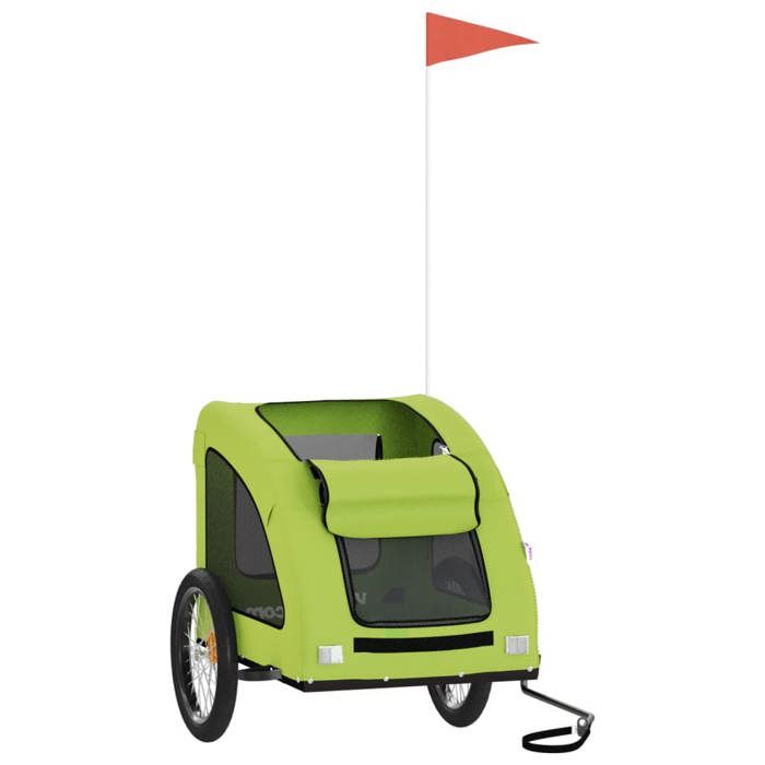 Remorque de vélo pour chien - VIDAXL - Vert - Tissu Oxford imperméable - Cadre en fer durable - 45 kg max