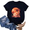 Women's Hawaiian Floral Print  Short Sleeve T-Shirt Top