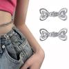 2Piece Jeans Waist Tightener Adjuster Kit, Effortless No Sew Tightening, Silver Adjustable Buttons Fit On Loose Jeans & Pants