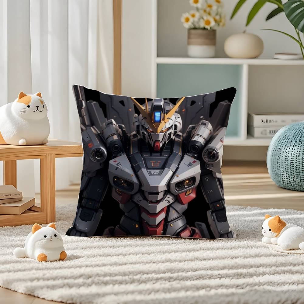 Mobile Suit Gundam Zeta Gundam Anime Plush Pillow Cover Soft Short Plush Cushion Cover For Sofa Bedroom Home Decor Gift