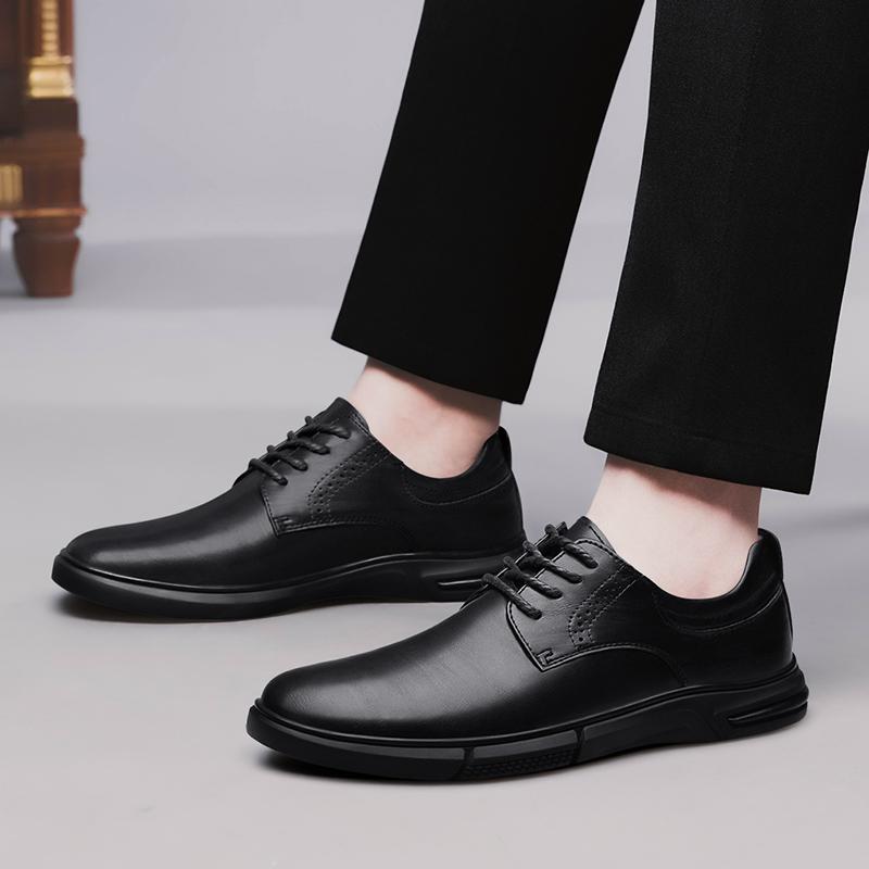 Fashion 2024 Mens Dress Leather Shoes Slip on genuine Leather Mens Casual lace up Oxford Shoes Business Male Footwear Pointed Toe Shoes