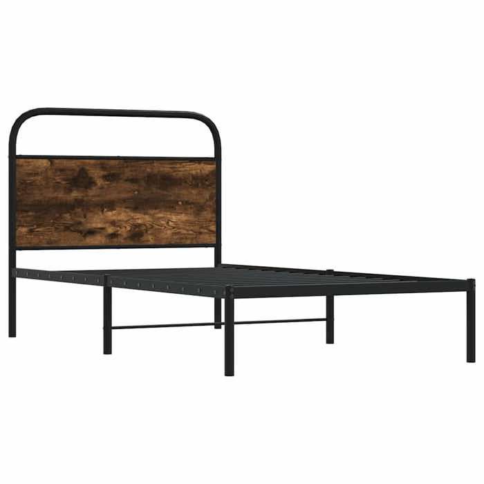 VidaXL Cadre de lit sans matelas 100x190 cm chêne fumé bois ingénierie, meuble de chambre à coucher, lit simple, sommier, 4100203