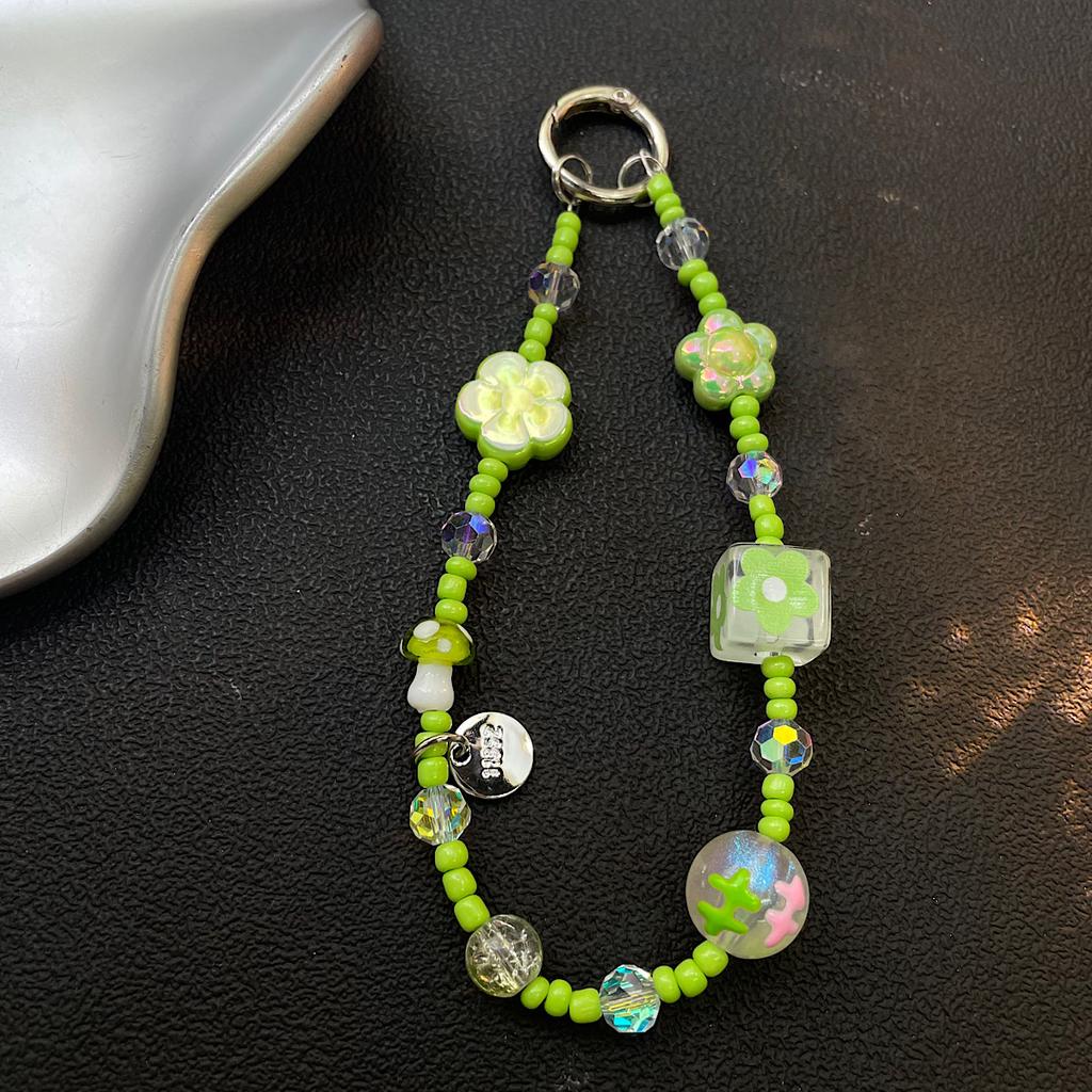Summer Flower Beaded Chain Cute Creative Short Anti Loss Pendant for Girls Universal Simple Personality Accessory