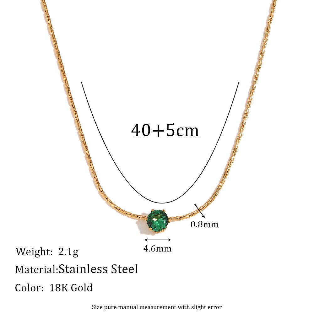 Fine Woven Chain Mini Cubic Zircon Stone Pendant Necklace 316L Stainless Steel Necklace 18K Gold Plated Accessories