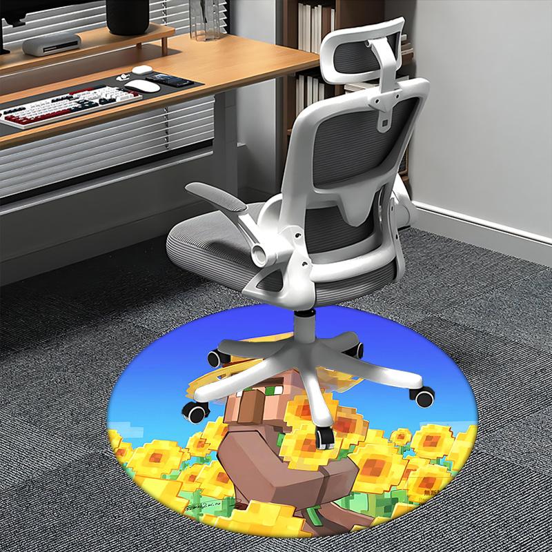 

Minecraft Sunflower Chair mat Round Rug-Office carpet, Machine Washable, Non-slip, Suitable for Living Rooms, Bedrooms, Entryways, and Holid 80cm by 80cm