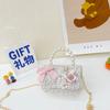 Borsa da ragazza elegante in cotone con decorazioni di perle artificiali per l'uso quotidiano