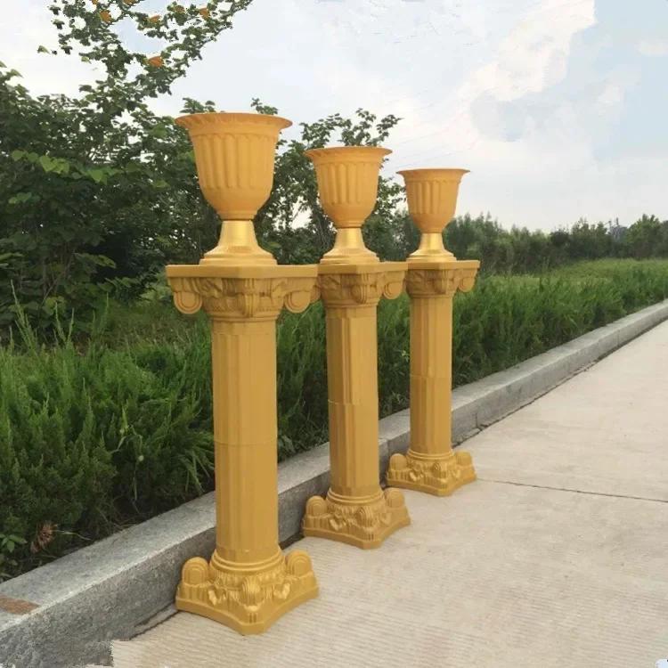 Golden Plastic Flower Arrangement Flower Pot Festival Party Wedding Gathering Originality Decorate European Retro Style Planters
