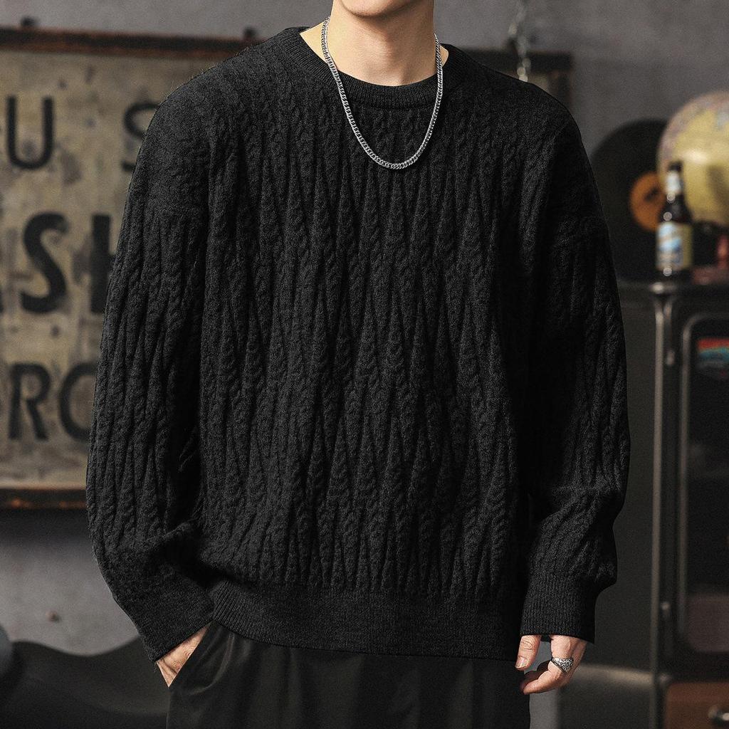 Men's Heavyweight Winter Cable Knit Pullover Sweater - Thick, Warm, Versatile Round Neck Knitwear