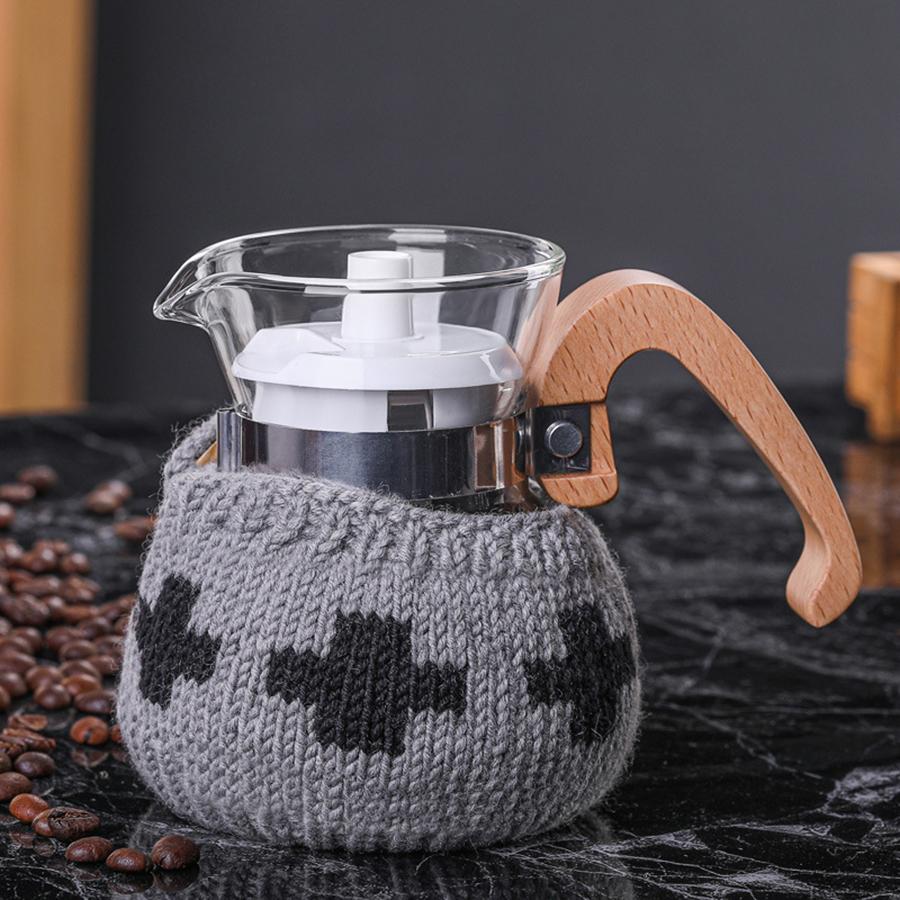 Hand Drip Glass Coffee Maker Pot 300ML Wooden Handle Coffee Pot Glass Coffee Maker High Borosilicate Glass Coffee Pot