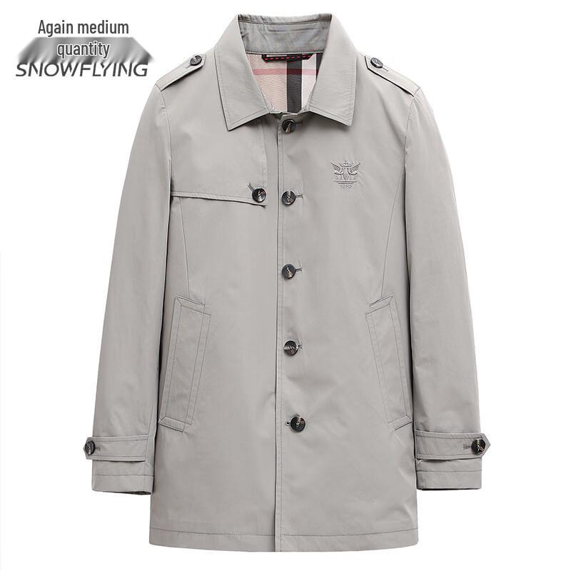 SNOWFLYING Men s Business Casual Mid-length Trench Coat M