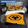 3PCS Wolves Football Club Emblem Printed Soft Bedding Set,Including 1pc Duvet Cover And 2pcs Pillowcases Perfect for Bedroom, Dormitory, Fan Gift