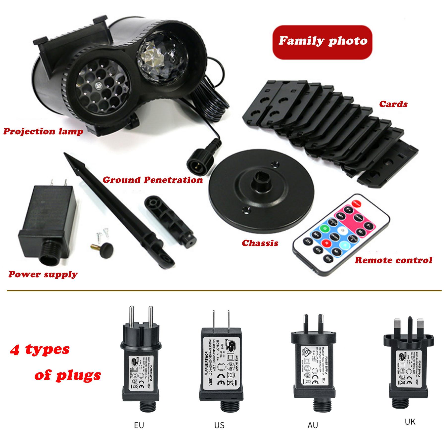 

Рождественский проектор снежинок для улицы, светодиодные движущиеся огни снежного шоу, ландшафтная подсветка Dual-Head Lamp - EU Plug