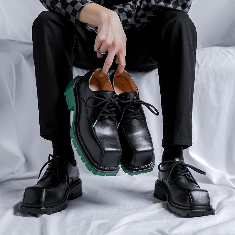 Pánské kožené oxfordky s tlustou podrážkou Svatební obuv 2024 Pánská obuv Pánská móda Ležérní obuv Šněrovací Luxusní značka Pánská kadeřnická obuv