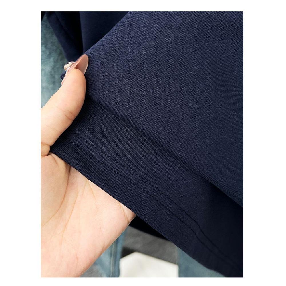 Große Größe Dünnes Fleisch Abdeckung Einfarbige Schulter Kurzarm T-Shirt Damen Sommer Neu Fett Mm Lässig Pendler Hemd Oberteil
