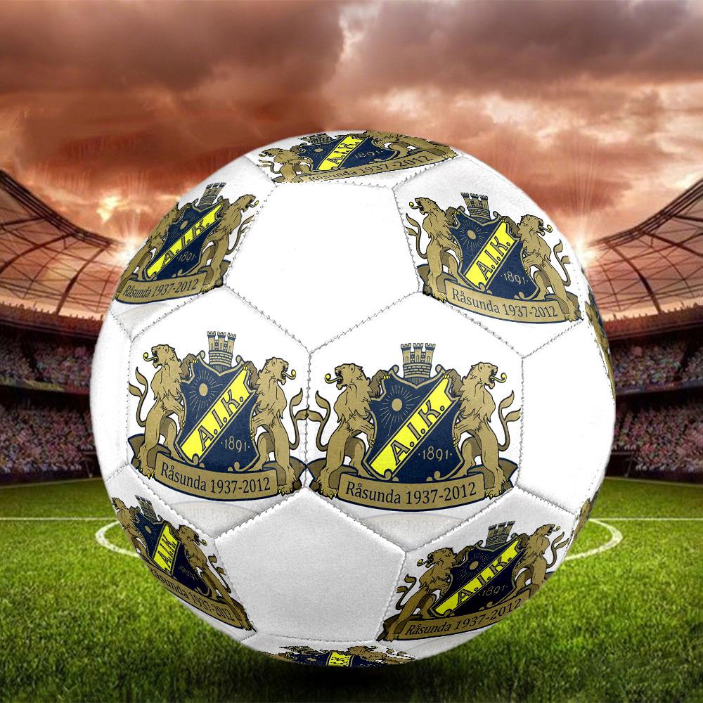 FC AIK Size 5 Soccer Ball, Machine-Stitched PVC, Durable & High Bounce, All Ages Fit, fan merchandise, matches & outdoor use.