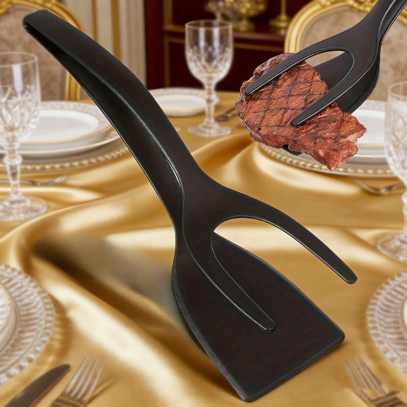 

1/2PCS 2 in 1 Grip Flip Spatula Tongs Egg Flipper Spatula Nylon Non Stick Coating Pancake Fish French Toast Omelet Making Tool