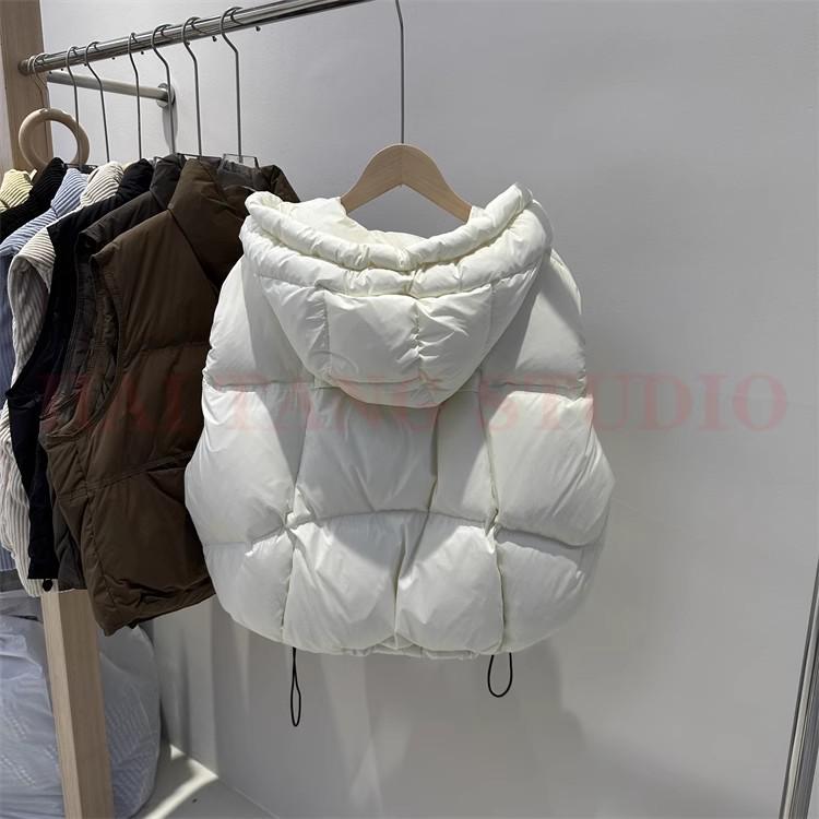 2024 Autumn/Winter Korean-Style Women's Hooded White Duck Down Casual Vest