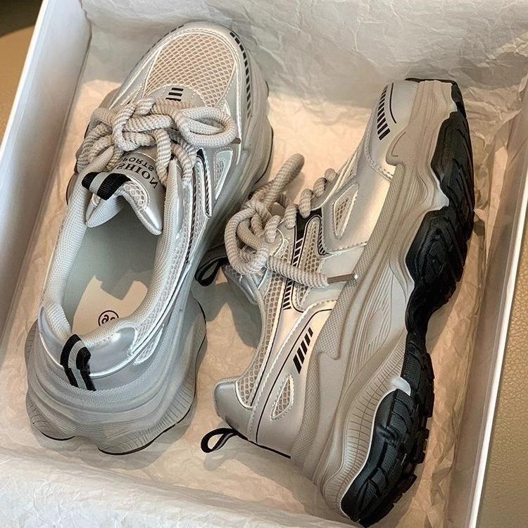 22 new thick-soled heightened mesh breathable and lightweight sports and leisure shoes ins dad shoes