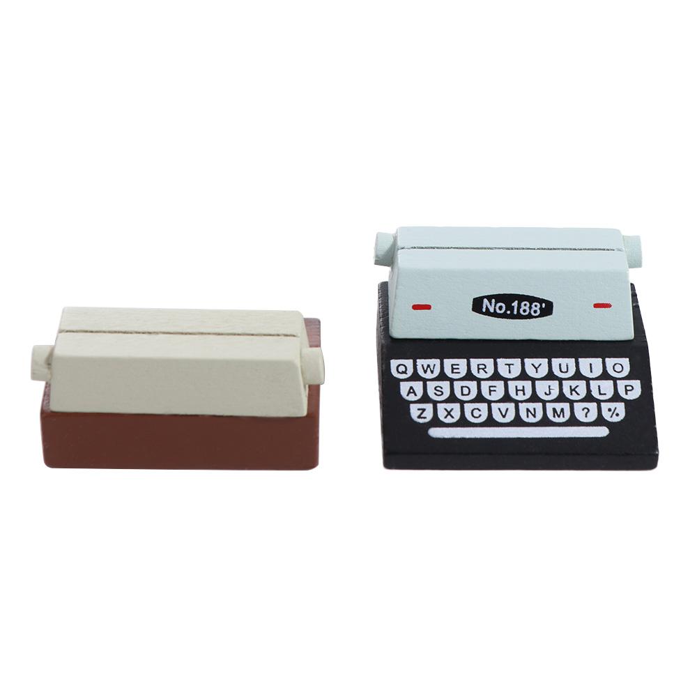 Wood Table Stand Card Holder Typewriter Shape Desktop Ornament Creative Photo Clips Holder  School