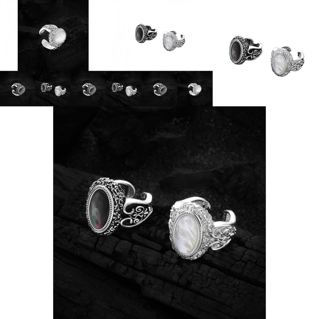 Unique 925 Silver Copper Adjustable Ring With Classic Black Onyx For Women