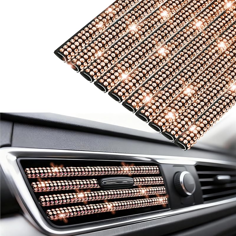 NBTEPEM Bling Car Air Conditioner Decoration Strip for Vent Outlet, 10 PCS Universal Rhinestone Car Vent Outlet Trim Decorations, Bling Interior