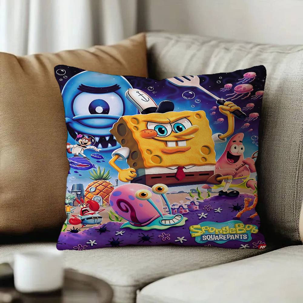 Cartoon Cute SSpongeBob Pillow Cushion Cover Pillowcase Living Room Sofa Home Decor Customized
