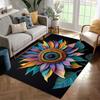 Vibrant Sunflower Print Non-Slip Area Rug - Floor Mat Crystal Velvet Polyester Carpet for Living Room, Bedroom, or Home Office