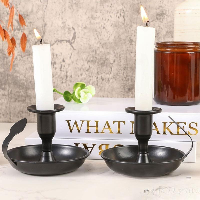 Candle Holders – Black 2pcs Retro Iron Taper Candlestick Holder Centerpieces for Wedding, Party, Xmas, Home Table Decor