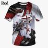 New Knight Templar 3D Printed Men's Fashion T-Shirt, Vintage Cross Pattern, Short Sleeve, Summer Cool Top, Men's Street Style
