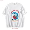 Paradise Skull Surfing T Shirt Edgy Beach Vibe  Vintage Washed Designer Clothes Homme Fashion Stylish Comfortable
