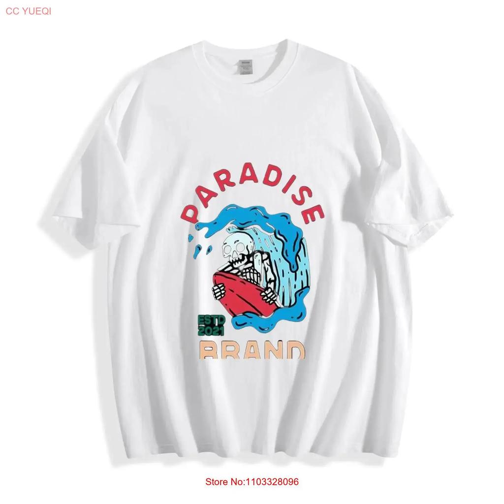 Paradise Skull Surfing T Shirt Edgy Beach Vibe Vintage Washed Designer Clothes Homme Fashion Stylish Comfortable