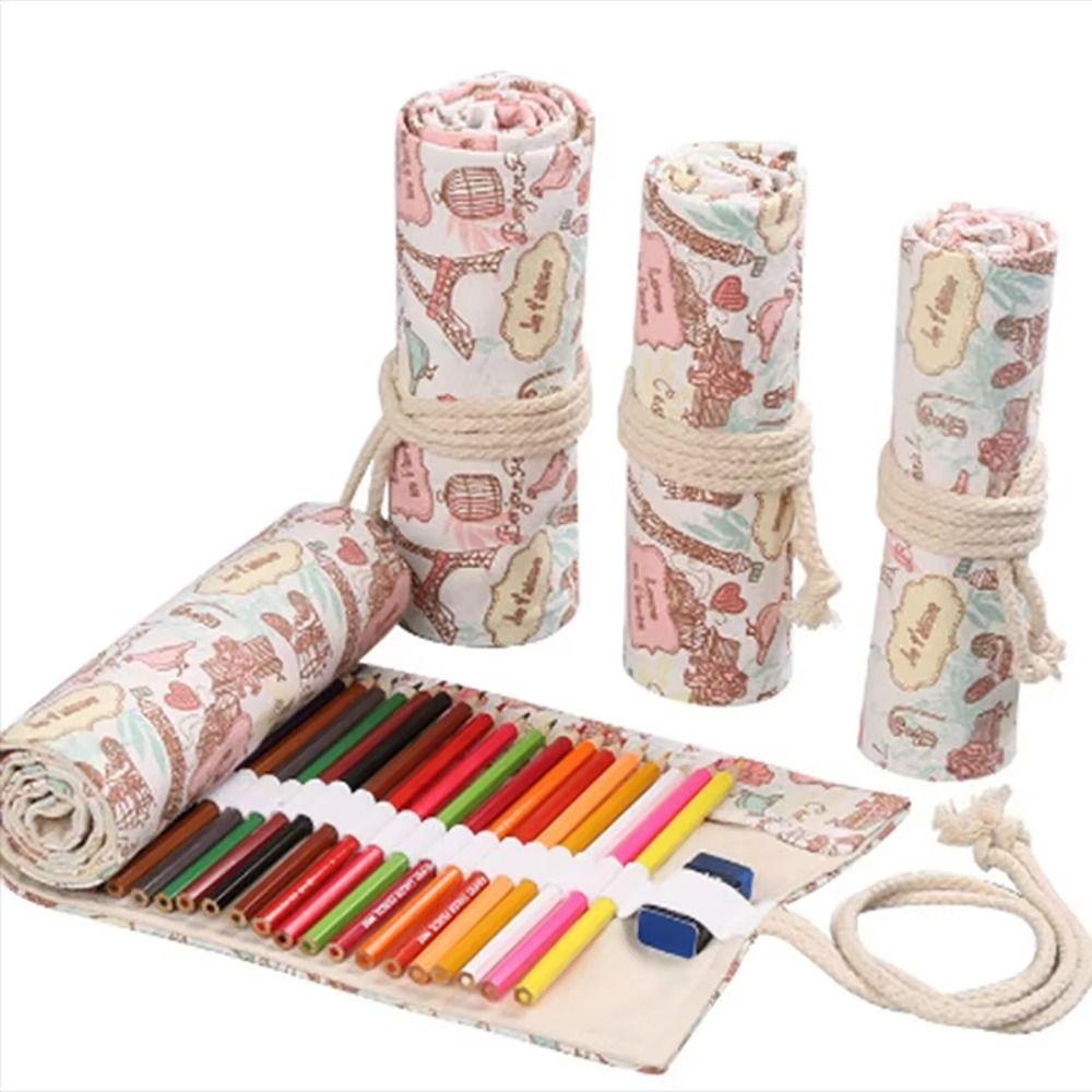 1Pcs New 12/24/36/48/72 Holes Cloth Pencil Case Colorful Sketch Paint Brush Bag Pencil Storage Bag School Student Supplies
