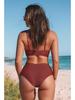 Solid Color Sexy Crossover Soft Cup Bikini - European and American Style Women's Swimwear